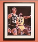 Larry Bird & Magic Johnson Signed Framed Photo Celtics #33 vs Lakers #32 — photo 4
