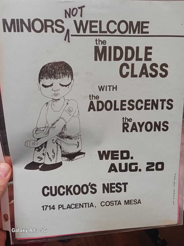 Middle Class, Adolescents, Rayons  1980 Original punk flyer