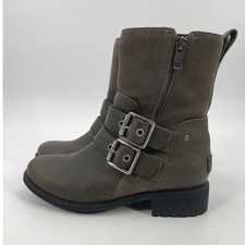 Ugg Elora Moto Boots Womens 7 Green Leather Suede Buckle Mid Calf Lug 1103572 Ugg Elora Moto Boots Womens 7 Green Leather Suede Buckle Mid Calf Lug 1103572