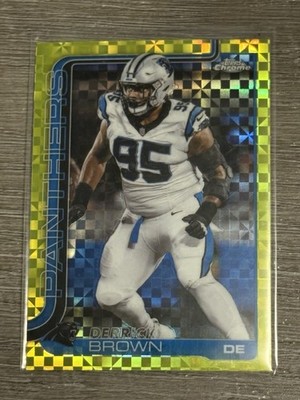 2025 Topps Chrome Football Derrick Brown #47 Lime Green X Fractor Panthers