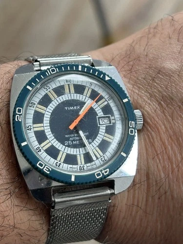 Vintage Timex Sprite Calendar Dive Watch 1979 Marlin Viscount