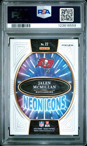 2024 Panini Select Jalen McMillan Neon Icons Prizm 22 Psa 10 Sp Rookie RC Inserto - Imagen 3 de 3