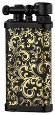 Old Boy IM Corona Butane Soft Flame Pipe Lighter Matte Black Arabesque - 1205