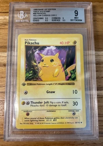 Pikachu 058/102 1st edition  Yellow Cheeks BGS  9