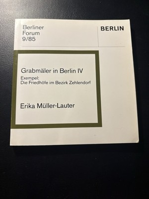 Grabmäler in Berlin IV Cemetery Art Zehlendorf Berliner Forum 9/85 German