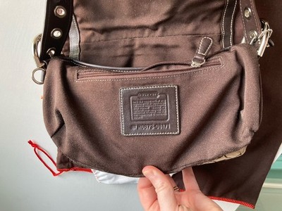 Vtg COACH Soho Signature Y2K Jacquard Shoulder Flap Bag Brown