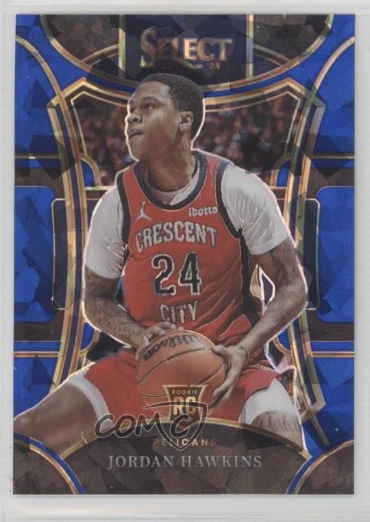 2023-24 Panini Select Mezzanine Level Blue Cracked Ice Prizm Jordan Hawkins 0nr3
