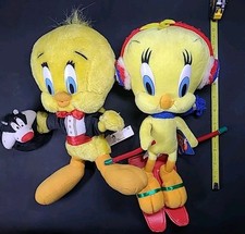 Sylvester and Tweety Bird Magician and Ski Plush Looney Tunes 1998 2002 VTG 11"