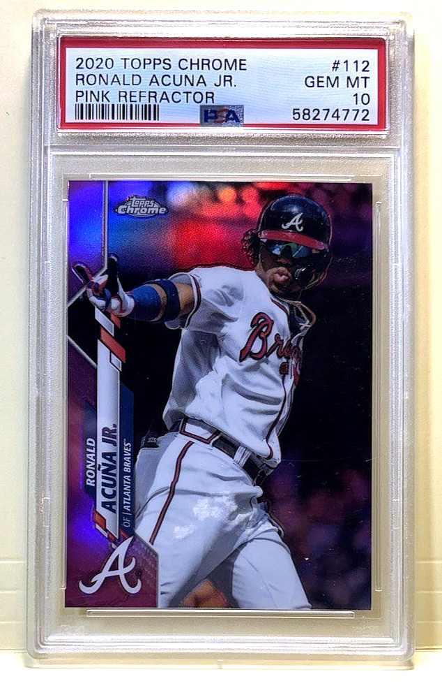 2020 TOPPS CHROME PINK REFRACTOR RONALD ACUNA JR #112 PSA10 BONUS PURPLE FREESHP
