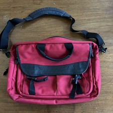 LL Bean Red Cordura and leather briefcase/Shoulder Bag. Good Condition