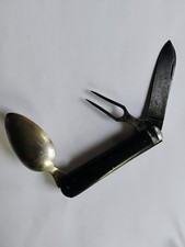 Ulster Knife Co. NY Ebony Wood WWI Knife Fork Spoon Combo