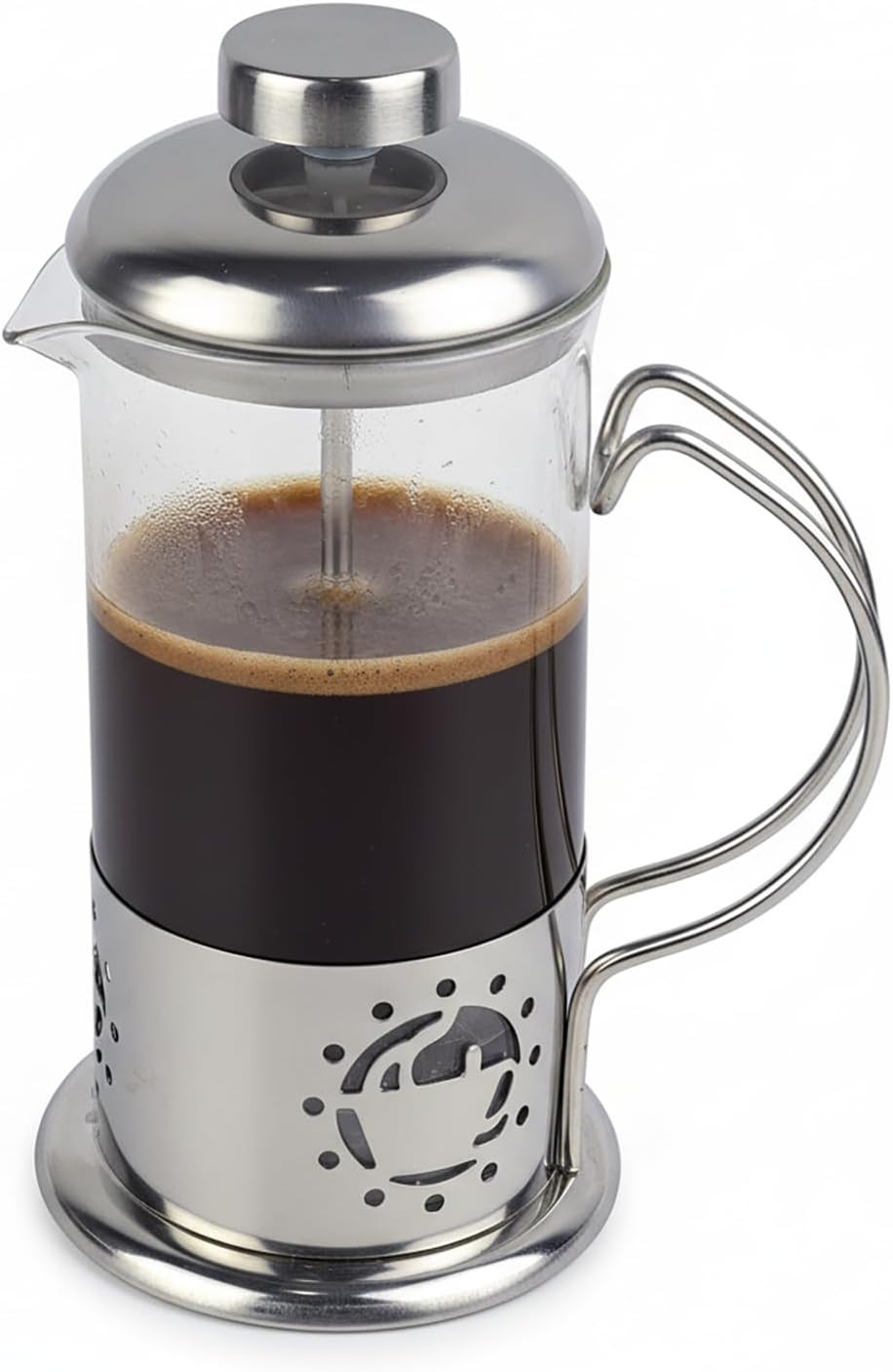 BNYD Single Serve French Press Coffee Maker &ndash; 12 Oz Mini Stainless Steel & Glass