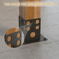 4"x4" Canopy Bracket Kit - Wooden Post Right Angle Corner Brackets, 4-Piece Set