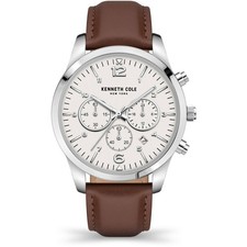 Kenneth Cole KCWGF2175001 Men's Chronograph Watch Leather Brown 44mm Steel