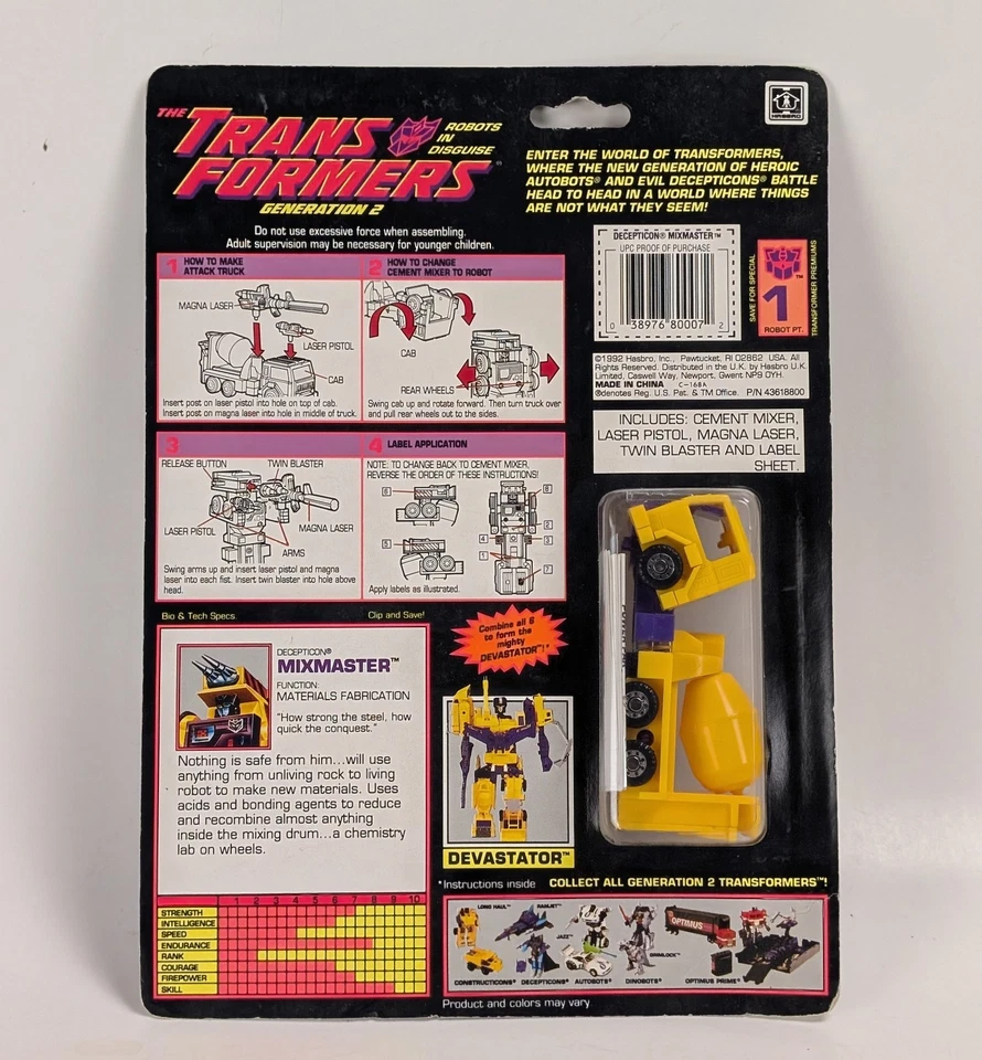 1994 Hasbro Transformers G2 Vintage Decepticon Mixmaster Constructicon Yellow - Image 4 of 4