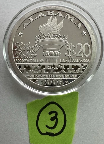 1 oz 2006 Norfed Liberty ALABAMA Proof .999 Silver Round 500 minted *PRICE EACH*