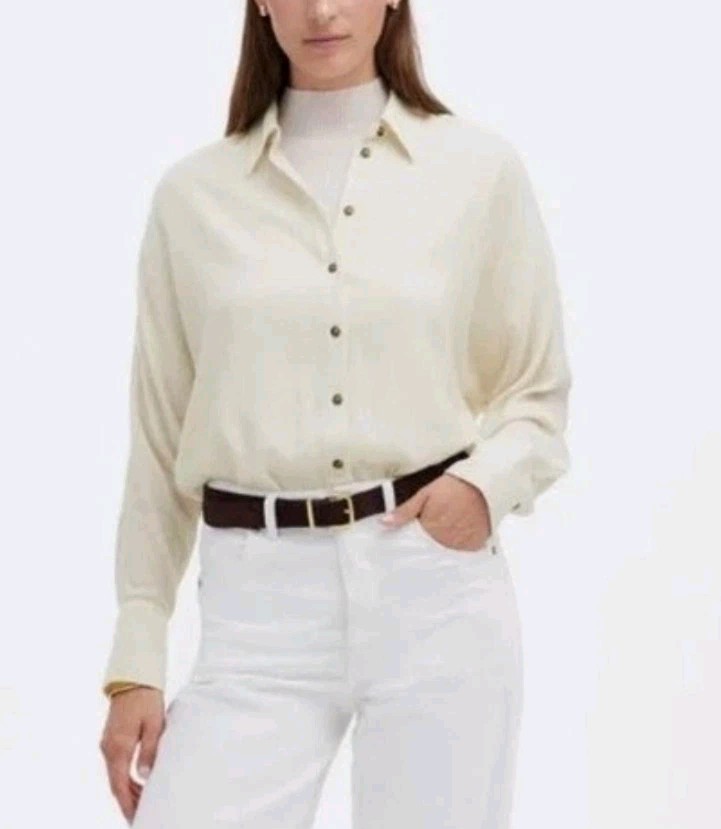 MADEWELL Heathered Flannel Dolman Button-Up Shirt Size Large Cotton Modal New