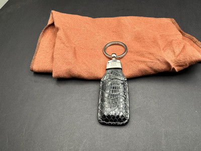 Mezlan Alligator crocodile Leather  Key Ring Chain Black