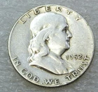 1952 S Franklin Silver Half Dollar in saflip #W300