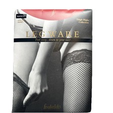 VTG Fredericks Of Hollywood Black Lace Top Fishnet Thigh High Stockings Women 1X