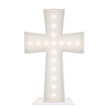 3FT Tall Marquee Light Up Cross Balloons Mosaic DIY Pre Cut Frame with Light ...
