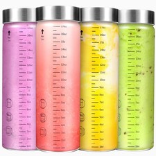 WXCWYQR Glass Juice Bottles with Lids, 18 Oz Wide Mouth Glass Water Bottles, for