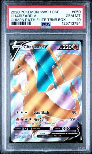 2020 POKEMON SWSH BLACK STAR PROMO CHAMPION'S PATH ETB CHARIZARD V 050 PSA 10