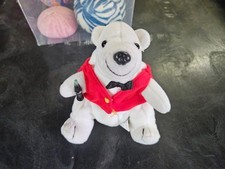 1997 COCA COLA Company White Polar Bear Plush Toy w/Red Vest Mini Coke