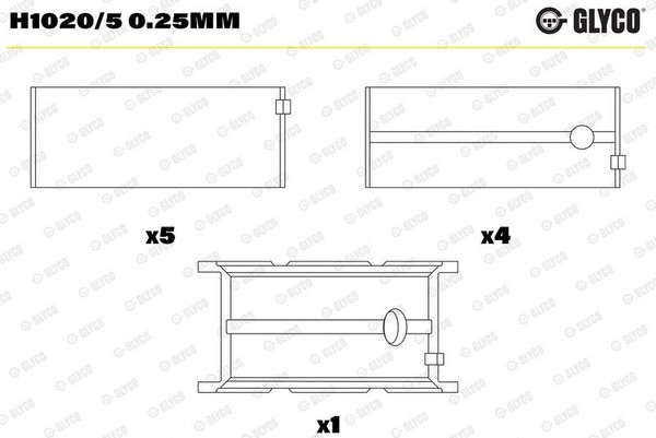 Glyco Kurbelwellenlager H1020/5 0.25Mm Passend FüR Fiat Passend FüR Iveco-image