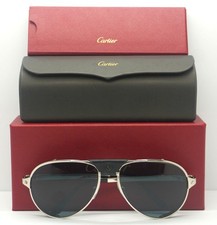 Cartier Santos Aviator Sunglasses Silver Gray Photochromic Lens 61mm CT0296S 002
