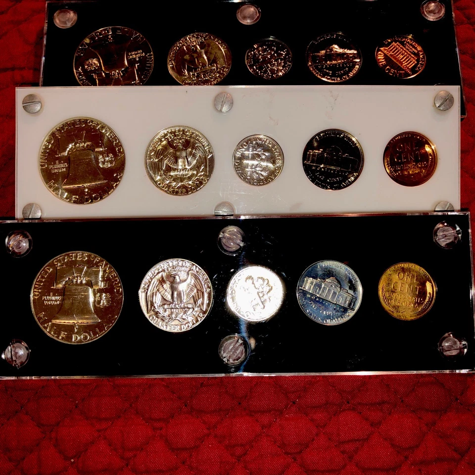 1955, 1957, 1959 Silver Proof Sets. 3 Beautiful Franklin Half Dollars. Gem Coins - Image 2 of 2