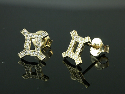 333 Gold  Sternzeichen  Zwillinge Ohrstecker  mit  Zirkonia 8 mm Größe