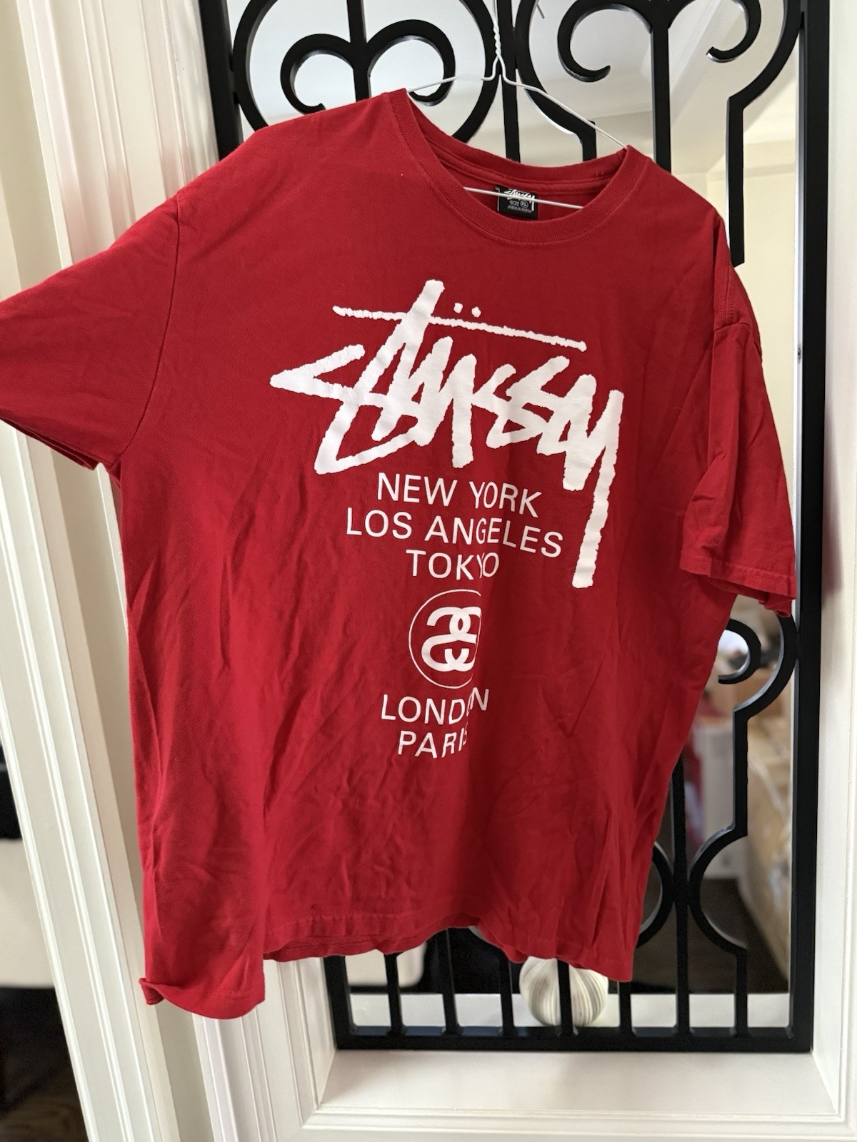 Stussy World Tour Tee Red Mens XL Limited Edition Streetwear