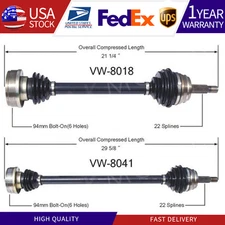 Front CV Joint Axle Shafts Assemblies Set SurTrack for VW Jetta Rabbit Scirocco