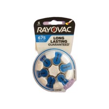 Rayovac 675 Hearing Aid Batteries 6/pack NEW #906