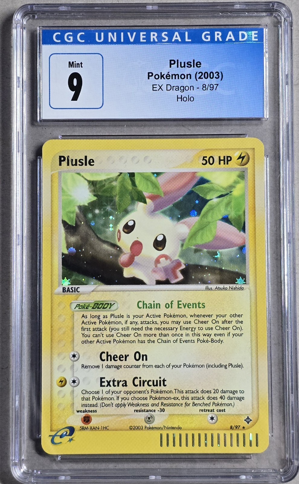 CGC 9 MINT Pokémon PLUSLE Holo Rare 2003 ex Dragon #8/97