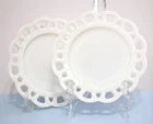 Vintage White Milk Glass Plates Set of 2 Open Lace Edge 8.5” Decorative Plates