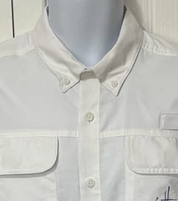 GUY HARVEY  NWOT Button-down White Poly Vented Fishing Shirt  M
