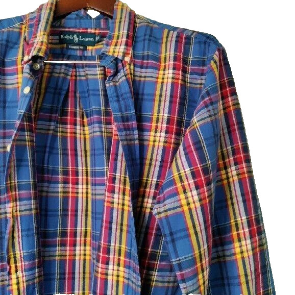 Ralph Lauren Men XL Long Sleeve Blue Plaid Button-Down Preppy Golf Casual Shirt image 5