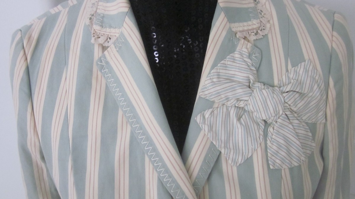 Moschino Cheap & Chic Stripe Bow Lace USA Sz 8 Lined Jacket Blazer