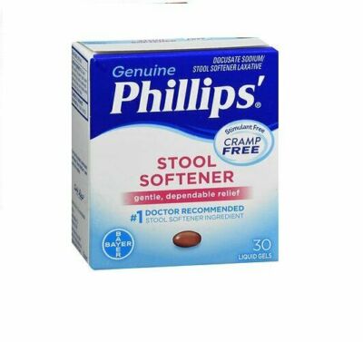 Genuine Phillips' Stool Softener Laxative Gentle Dependable Relief 30ct 4 Pack