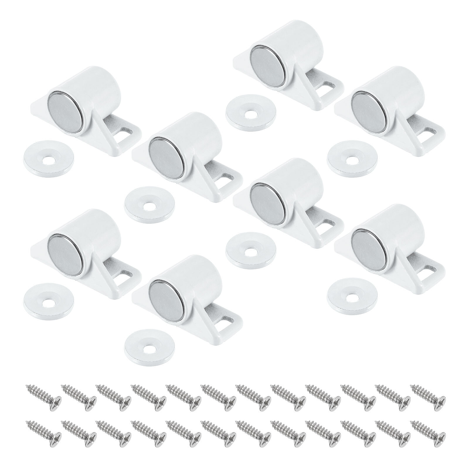 8-Piece White Magnetic Cabinet Latches for Cupboard & Kitchen Doors
