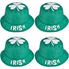 Irish Green Reversible Bucket Hat LOT x 4 St. Patrick's Day Black White Shamrock
