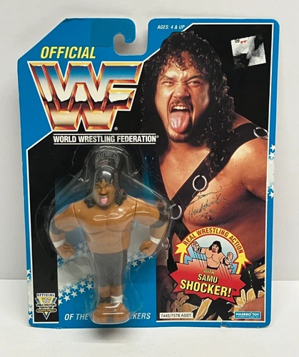 1993 WWF Hasbro SAMU of the HEAD SHRINKERS Blue Card action figure