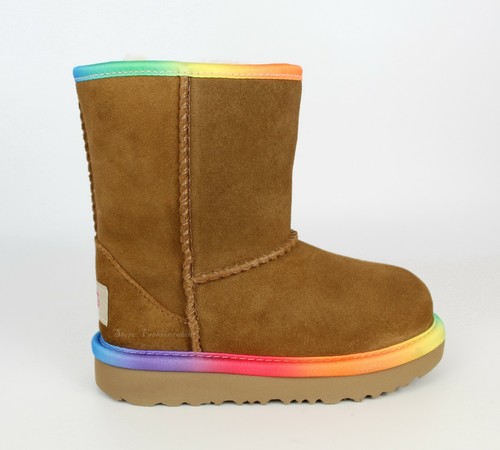 NEW UGG Rainbow Genuine Shearling Winter Boots (Toddler), CHESTNUT, Size 8 - Picture 5 of 12