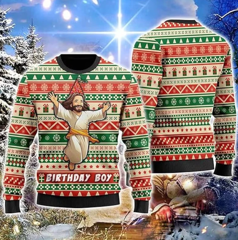 Jesus Ugly Christmas Sweater For Women Christian Mens Funny Ugly Sweater