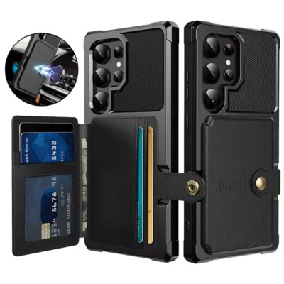 Armor Case For Samsung S25 Ultra S24 FE S23 A05S A16 Card Holder Magnetic Cover