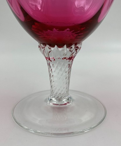 George Borgfeldt Lisa Cranberry Wine Glass (es) Optic Straight Bowl Handblown - Picture 3 of 4