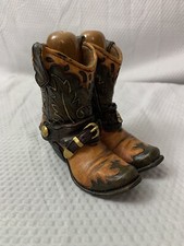 COWBOY BOOTS Salt Pepper Shakers Holder Western Vintage