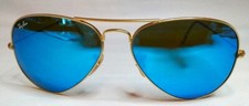 RAY-BAN RB3025 112/17 LG AVIATOR SUNGLASSES GOLD / MIRROR BLUE 58/14 & EXTRAS